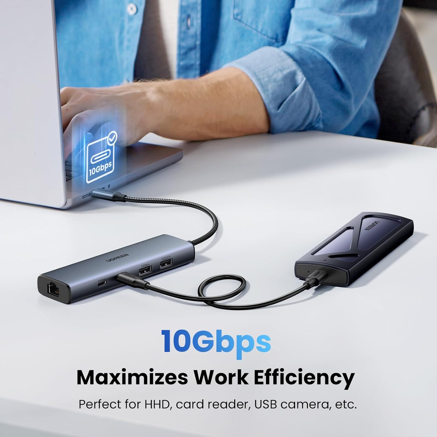 Thumbnail 6 de UGREEN USB C Hub Ethernet 10Gbps USB 3.2 Adapter ⌚