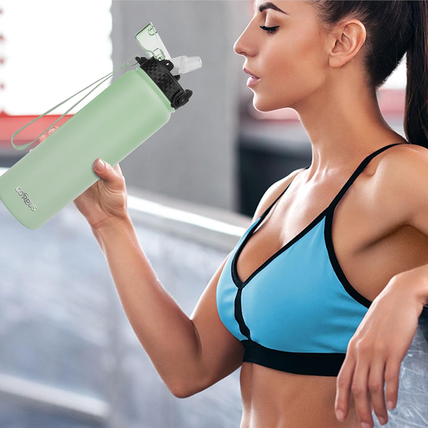 Thumbnail 5 de GOPPUS 1L Stainless Water Bottle (32oz) with Straw, Double-Wall Insulation & Leakproof Flip-Top