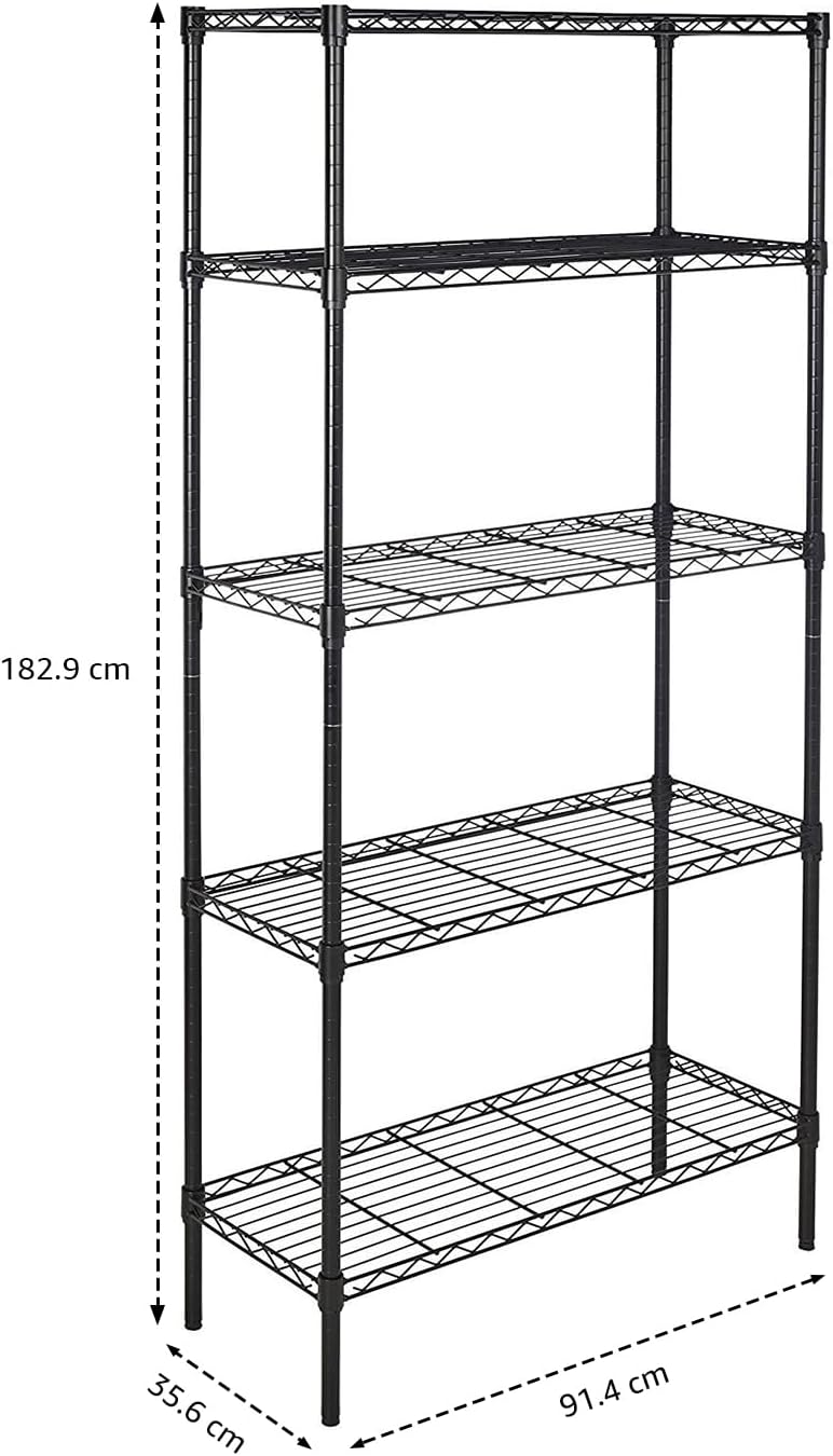Detalle de Amazon Basics regał magazynowy, 5 półek, stalowa konstrukcja, udźwig do 795 kg
