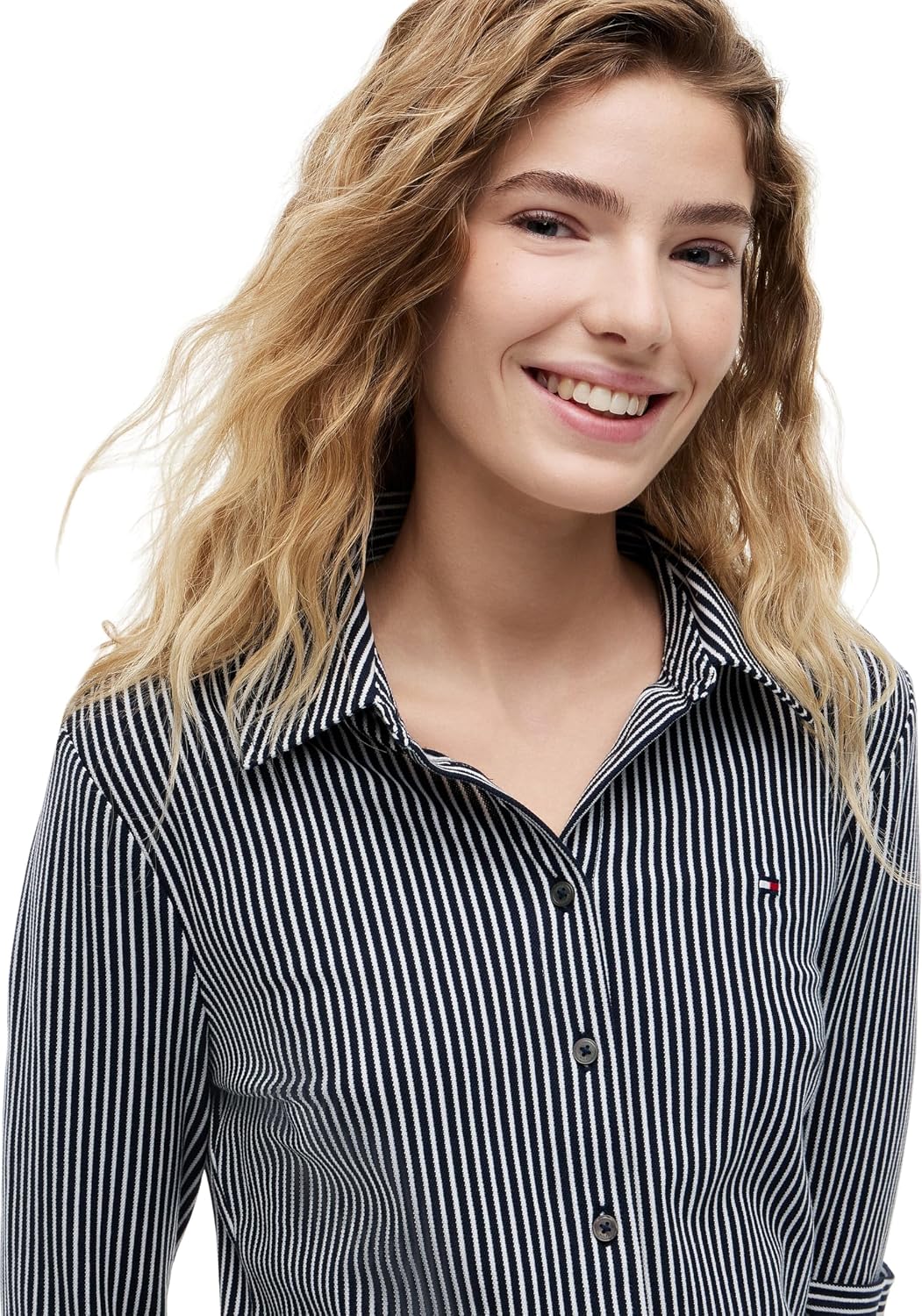 Detalle de Tommy Hilfiger Women’s 1985 Slim Shirt with Pointed Collar