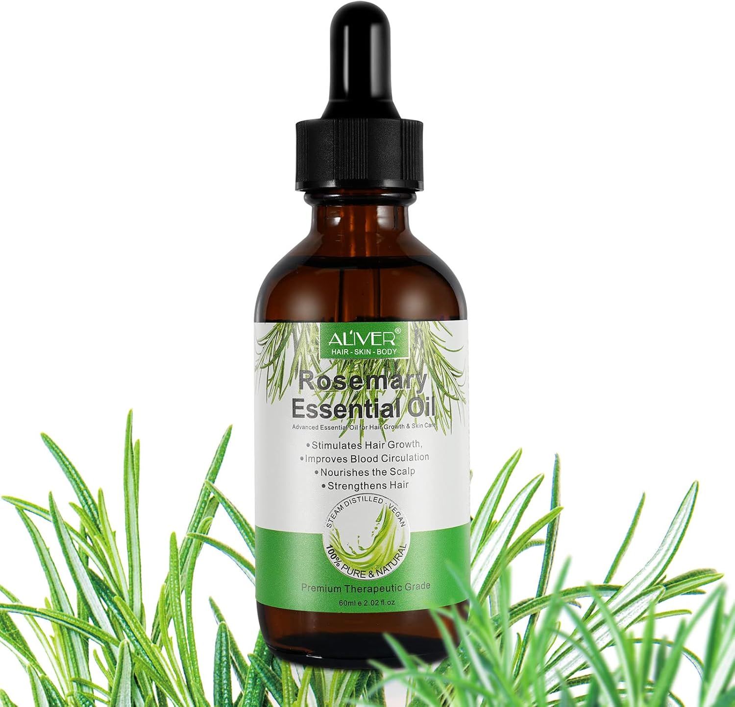 Detalle 2 de Olio essenziale di rosmarino per la crescita dei capelli – 60 ml, puro e biologico