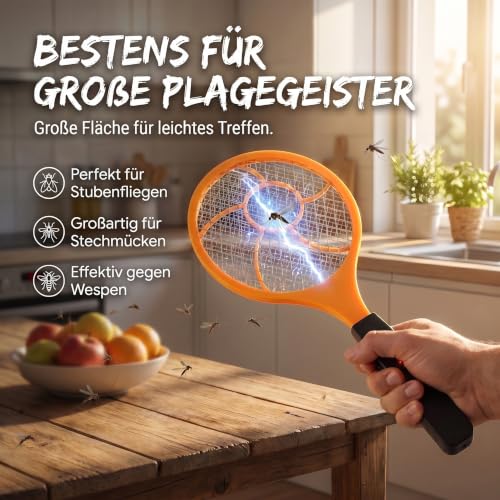 Detalle 2 de GOODS+GADGETS Elektrische Fliegenklatsche – Elektro Mückenklatsche