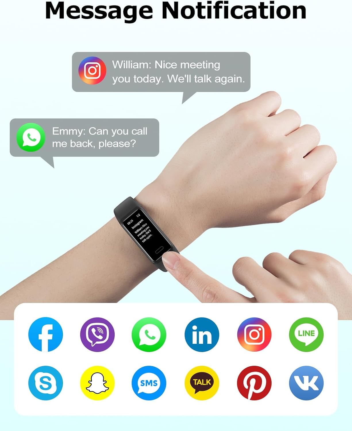 Thumbnail 1 de Cloudpoem fitness watch with heart rate, sleep monitor, step & calorie tracking (IP68) with call/message notifications