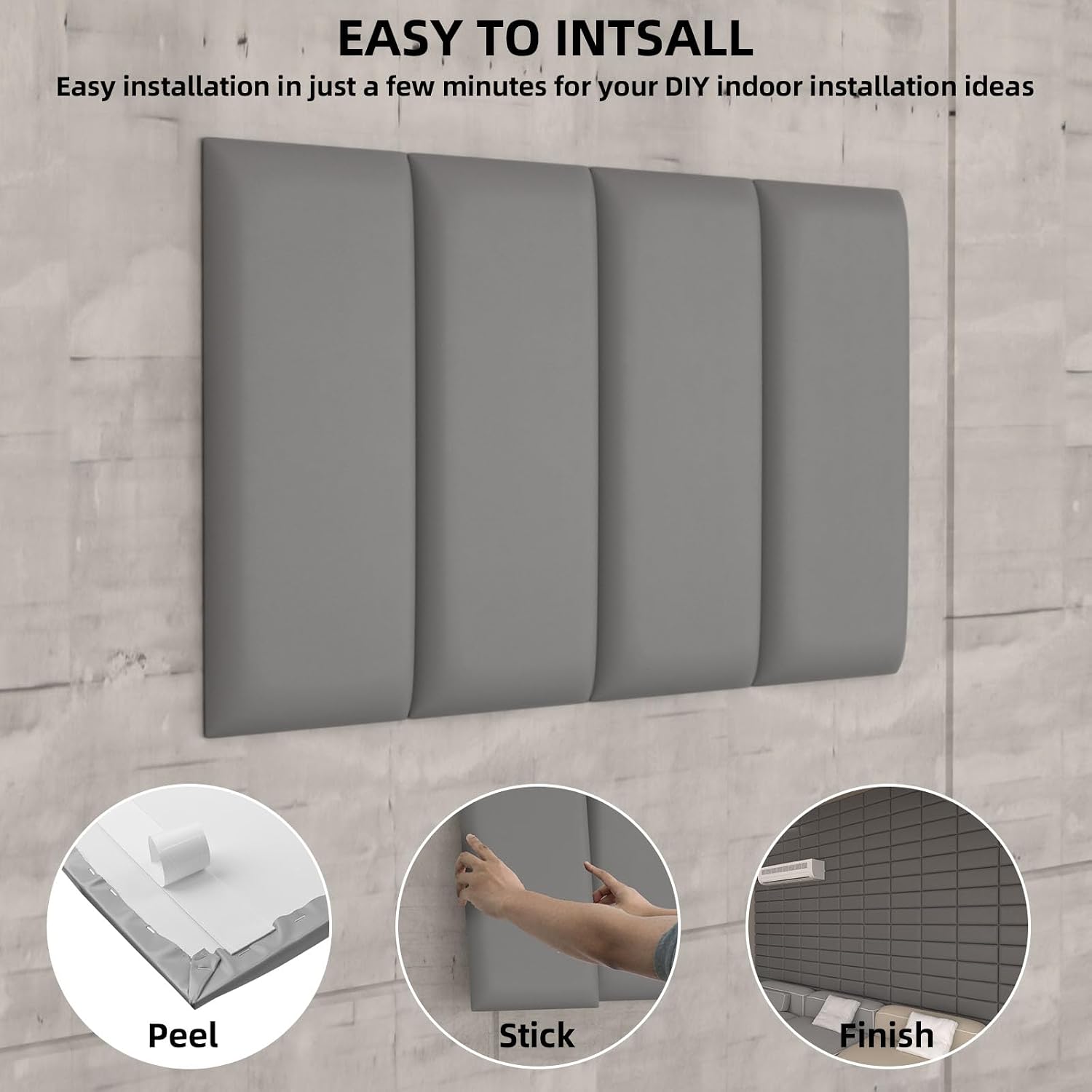 Detalle de Greymond Upholstered Wall Panels, 7.8" x 15.7