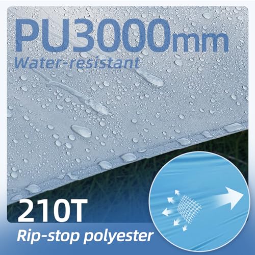 Detalle de Forceatt Zeltplane: 3,7 × 4,3 m Ultraleichtes Tarp aus 150D Oxford mit UPF50+, PU3000, blau