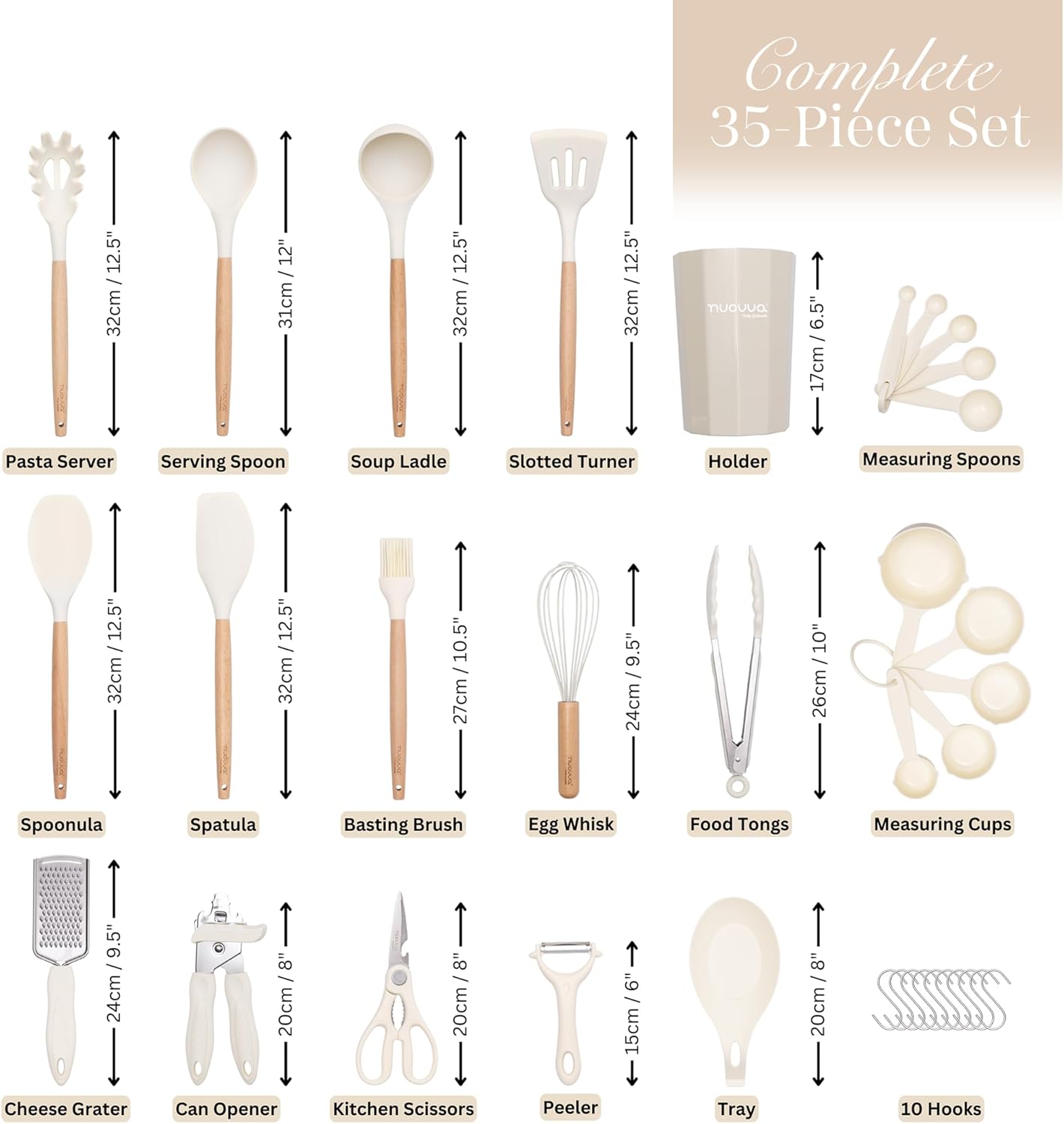 Detalle 2 de nuovva 35pc Silicone Kitchen Utensils Set