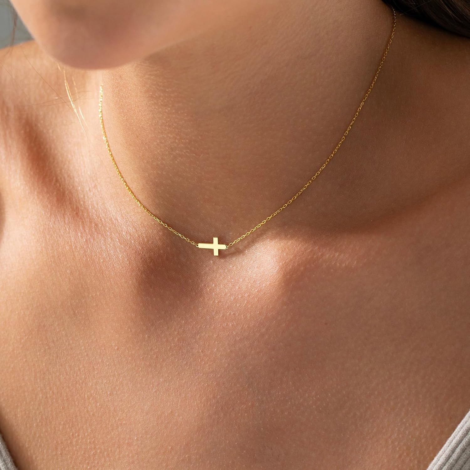 Thumbnail 3 de TINGN Collana a croce in oro da donna – 14 carati placcato oro, design minimalista