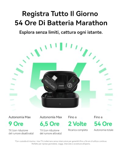 Detalle de Hollyland Lark A1: microfono wireless con audio ad alta definizione per vlog e contenuti social