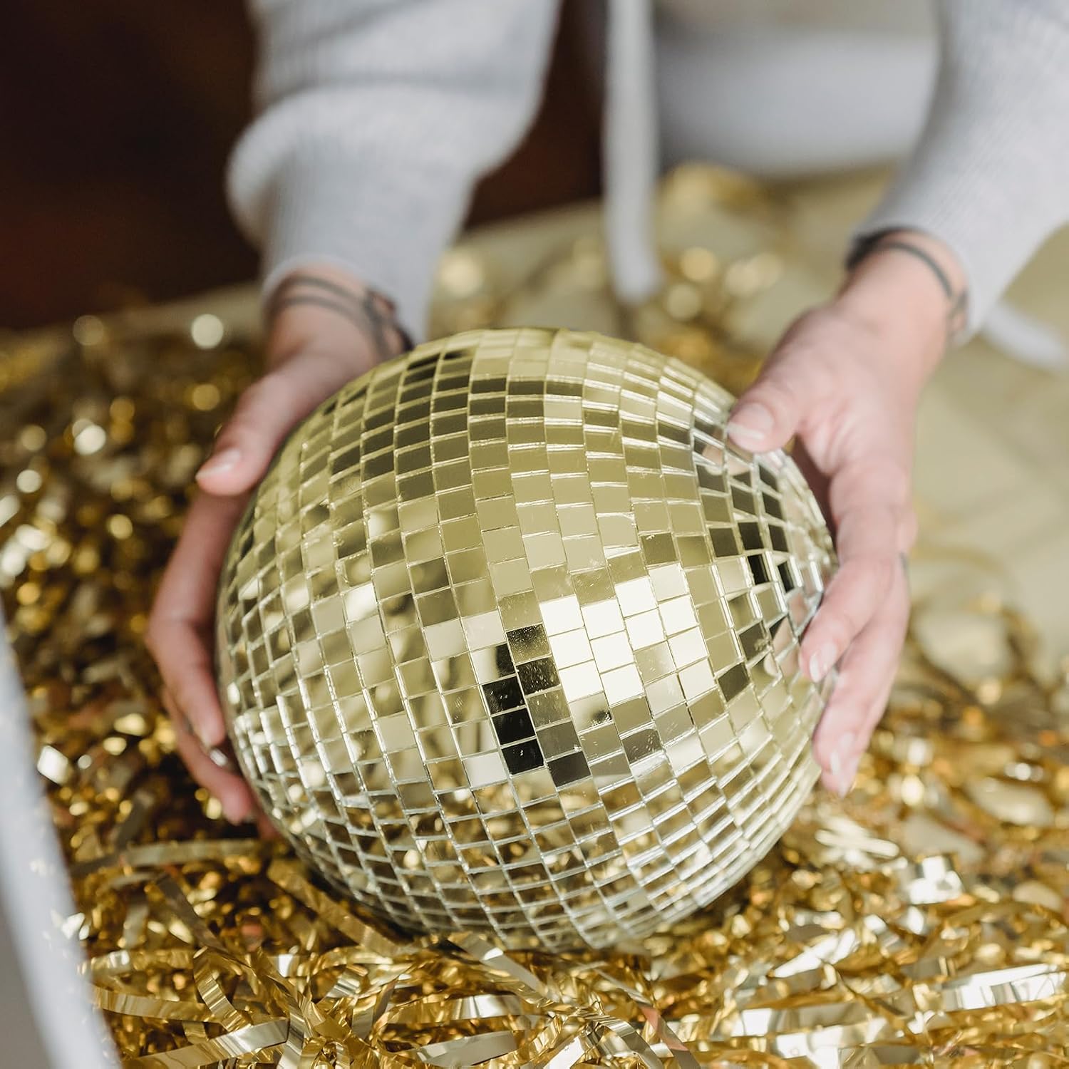 Thumbnail 6 de LONGKING A16lk341GD8 zelfklevende gouden glazen spiegeltegels, vierkant