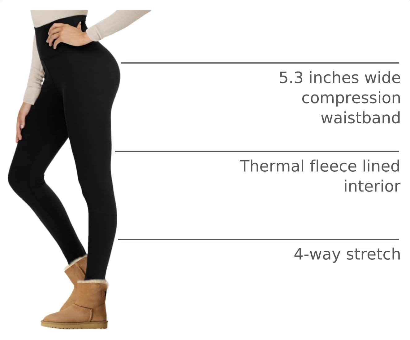 Detalle 2 de NexiEpoch Fleece Lined Leggings 5.3in Waist 🧘♀