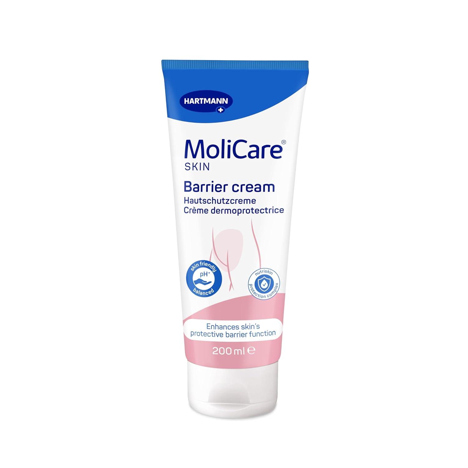 Detalle de MoliCare Skin Hautschutzcreme 200 ml – täglicher Schutz vor hautschädigender Feuchtigkeit bei Inkontinenz