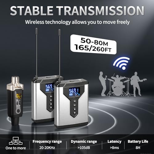 Detalle de Depusheng T9-2: Sistema di monitoraggio in-ear wireless con trasmettitore e ricevitore a clip