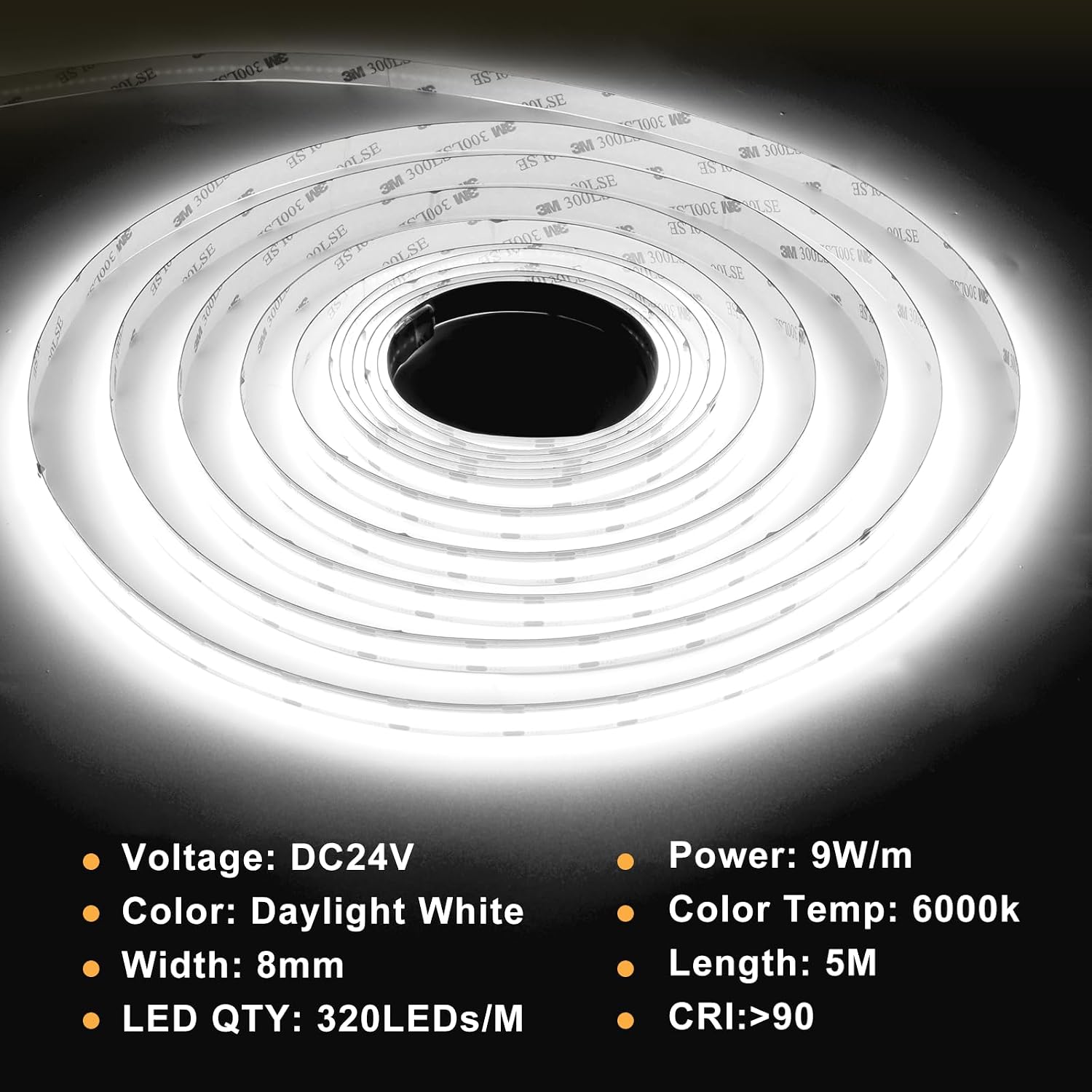 Detalle de HCHEOG COB LED Strip 5m 6000K 24V