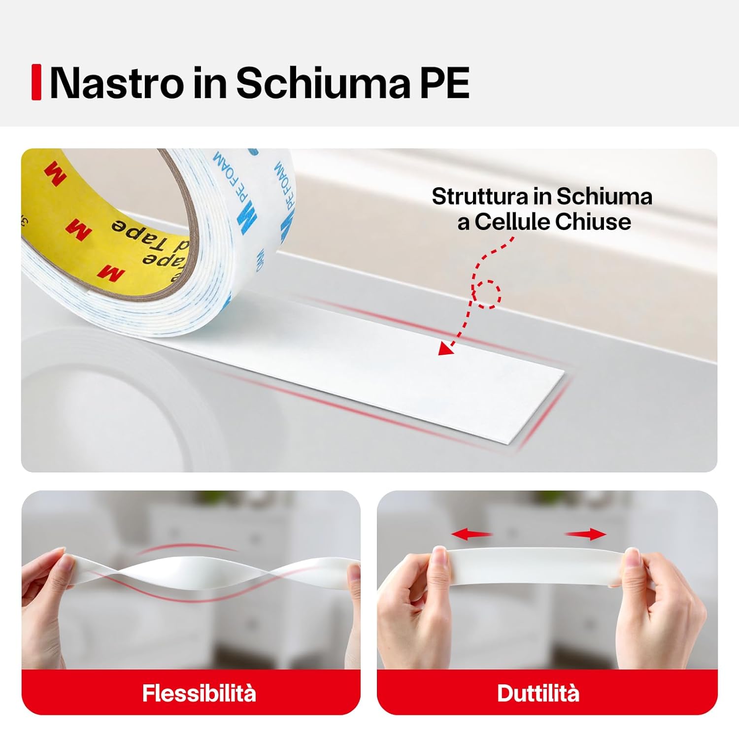 Thumbnail 2 de FIXCHORD 1600T PE Nastro biadesivo extra forte in schiuma PE 30 mm × 3 m