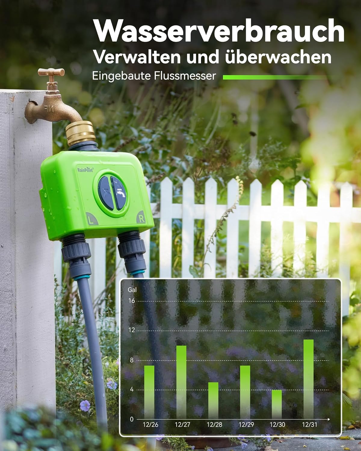 Thumbnail 6 de RAINPOINT WLAN-Bewässerungscomputer mit 2 Ausgängen (Messingeinlass) – 6 Bewässerungspläne, ohne WLAN-Gateway