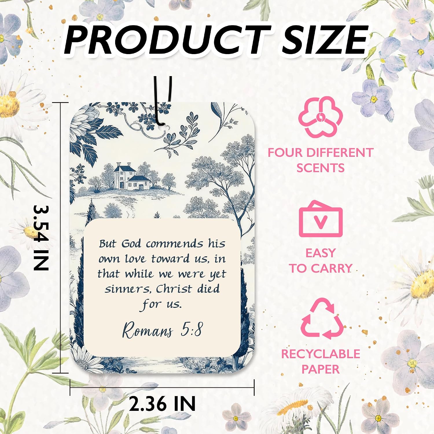 Detalle 2 de LDTFBBWS Christian Air Freshener 4-Pack, Bible Verse Designs, 4 Scents