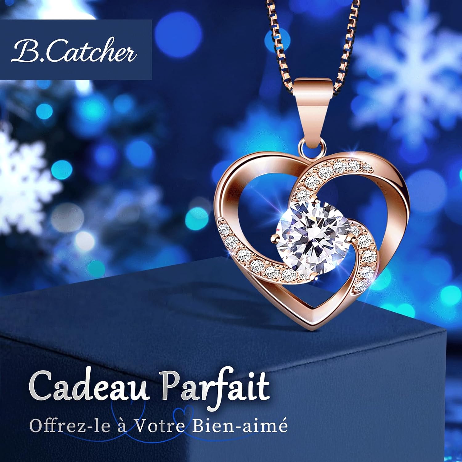Detalle 1 de B.Catcher Collier Coeur Argent 925 45 cm