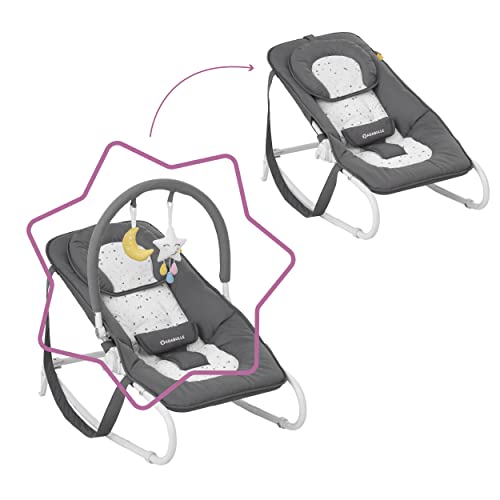 Detalle de Badabulle Transat pour Bébé Easy Moonlight — fixation ou balancelle, réducteur amovible, arche de jeux et pliage compact
