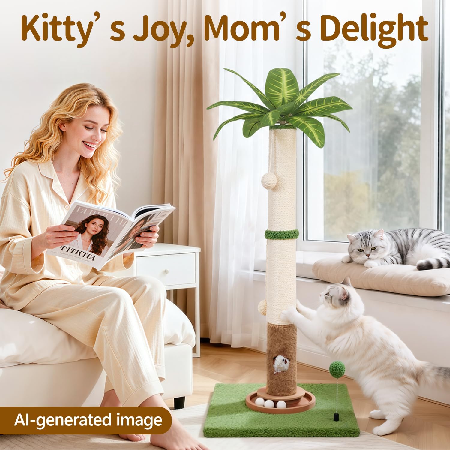Thumbnail 6 de Meowker Cat Scratching Post, 35-Inch