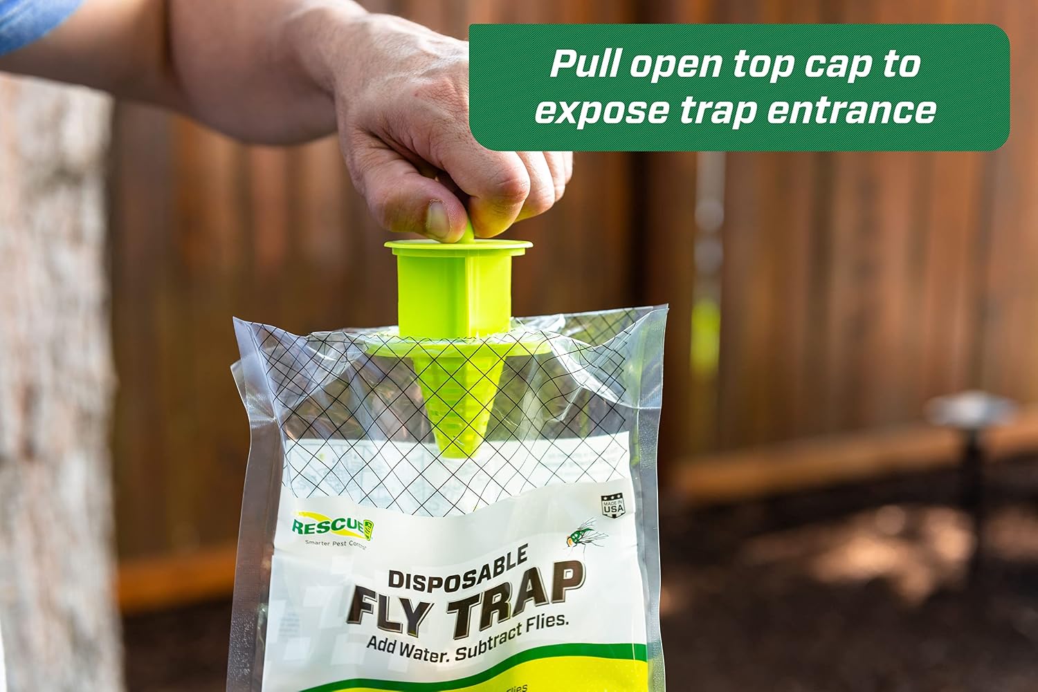 Thumbnail 2 de RESCUE! Outdoor Disposable Fly Trap – Hanging Fly Catcher with Attractant Bait (12 Traps)