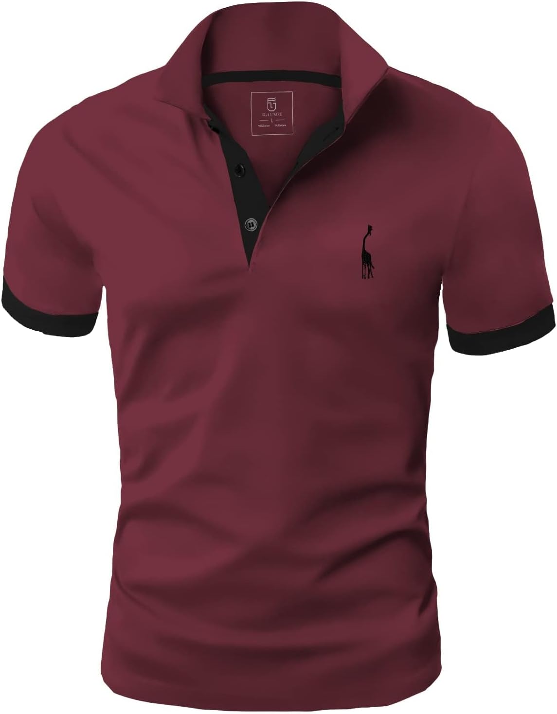 Detalle de GLESTORE Poloshirt Herren – Hemdkragen, kurzarm, Giraffenstickerei, vielseitiges Sommer-T-Shirt