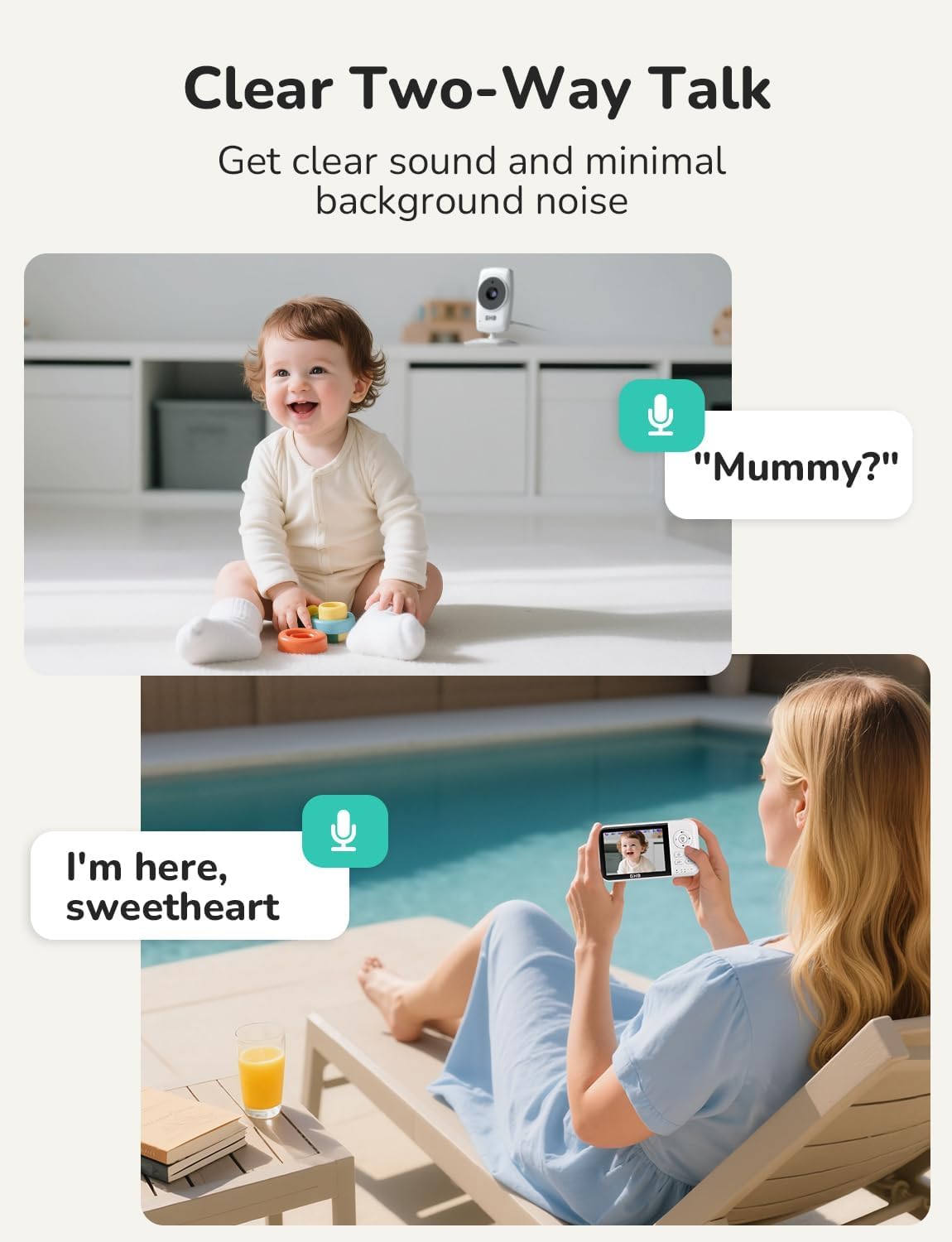 Thumbnail 4 de GHB Baby Monitor with Camera and Night Vision: Private, No-WiFi Video Baby Monitor