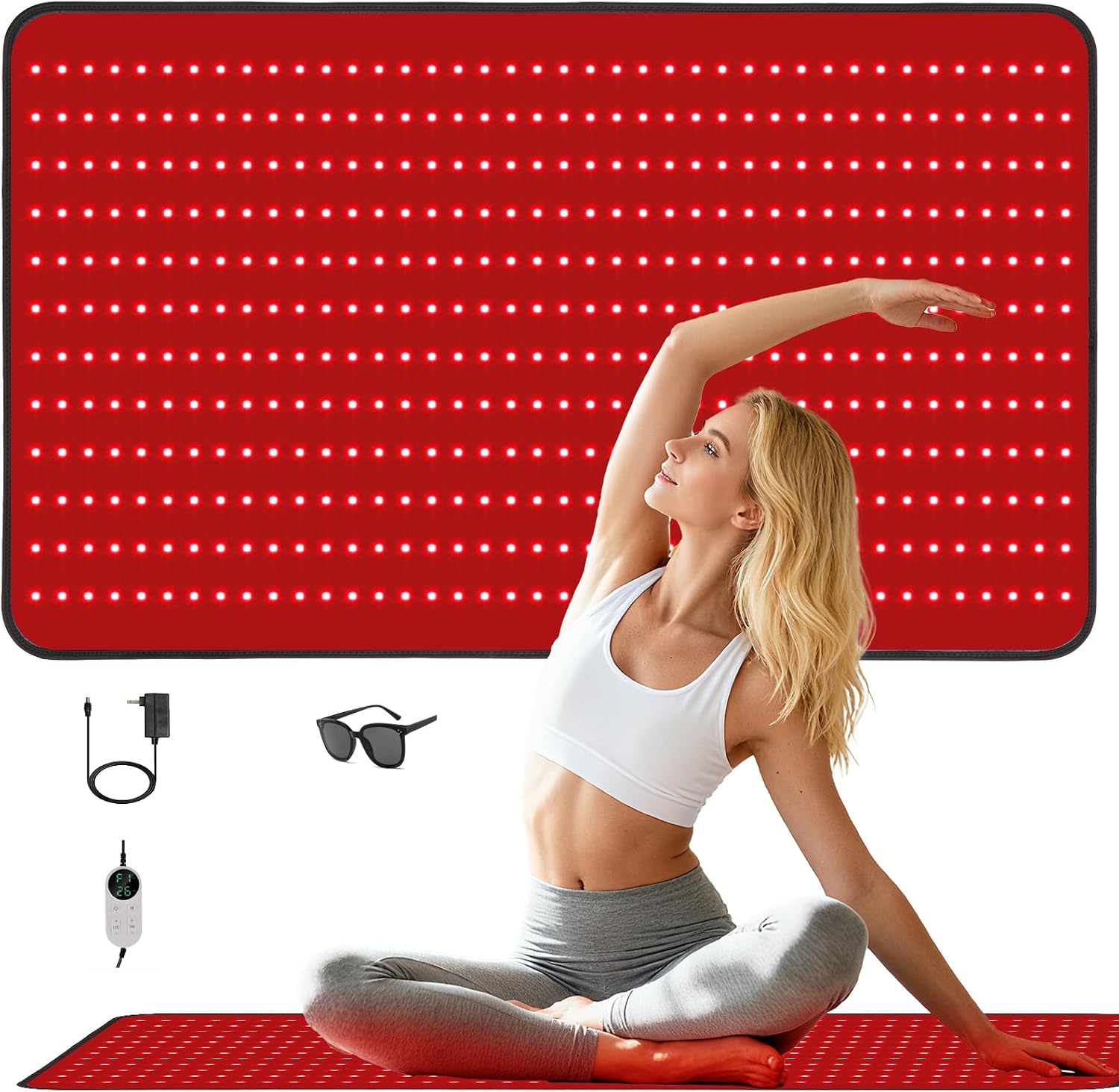 Detalle de Red Light Therapy Mat for Full Body - Foldable 480 LEDs (660nm & 850nm), 39.4" x 23.6