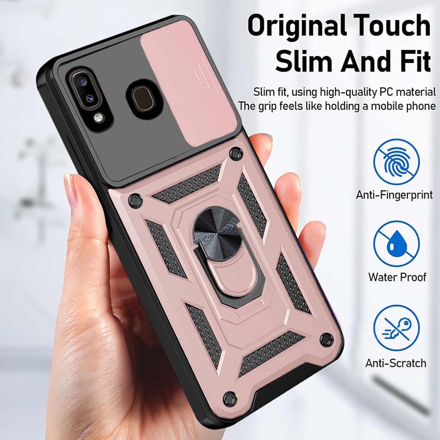 Thumbnail 4 de Asuwish Hybrid Case with Slide Camera Cover and Screen Protector for Samsung Galaxy A20/A30/A50 series