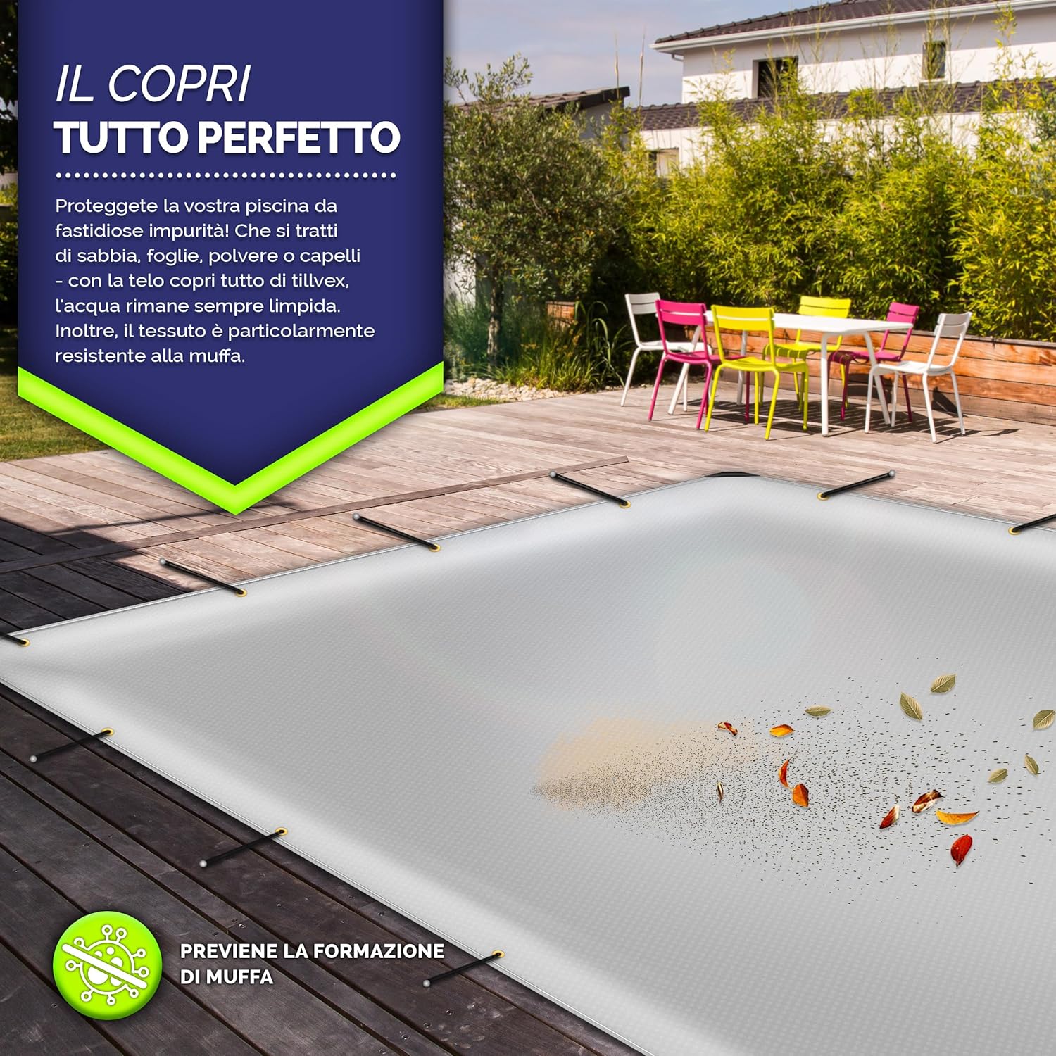 Thumbnail 6 de Tillvex telone di copertura con occhielli + 10 elastici e corda da 15 m, PVC 650 g/m²