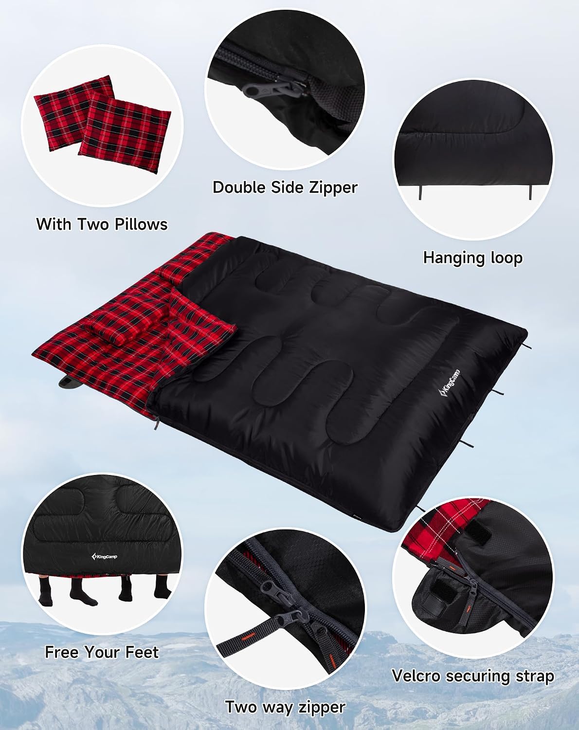 Thumbnail 6 de KingCamp Double sleeping bag 86.6 x 59 in