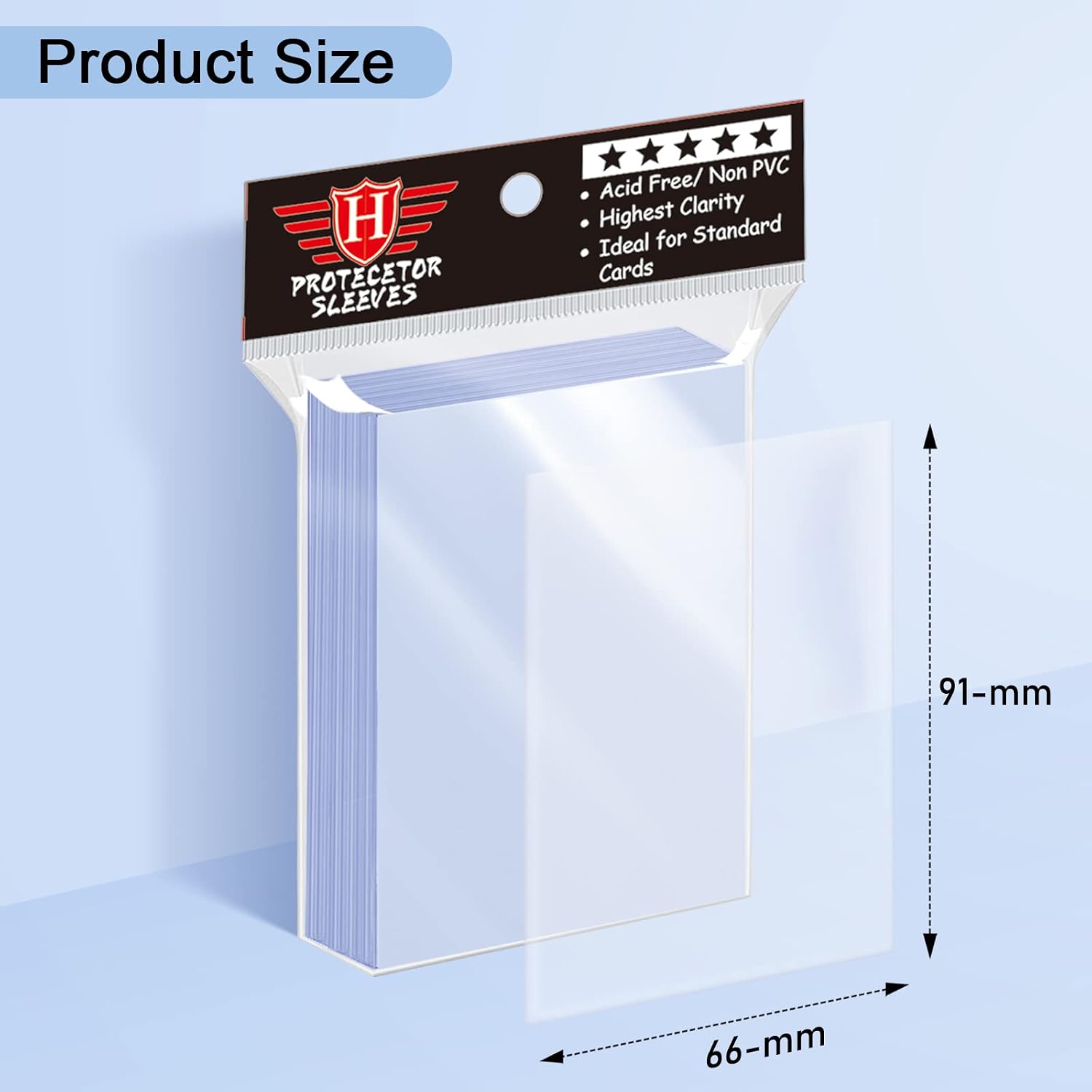 Detalle 2 de 500 Counts Card Sleeves Clear Plastic Protectors