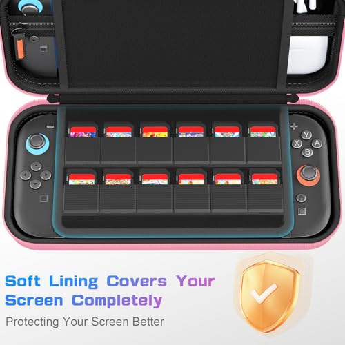 Thumbnail 5 de daydayup Switch 2 Carry Case – Pink, protective hard shell with 24 game slots for Nintendo Switch 2