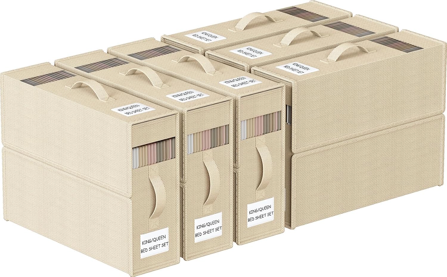 Detalle de WANGIRL SNH-1 set van 6 opvouwbare lakenorganizers met rits, beige