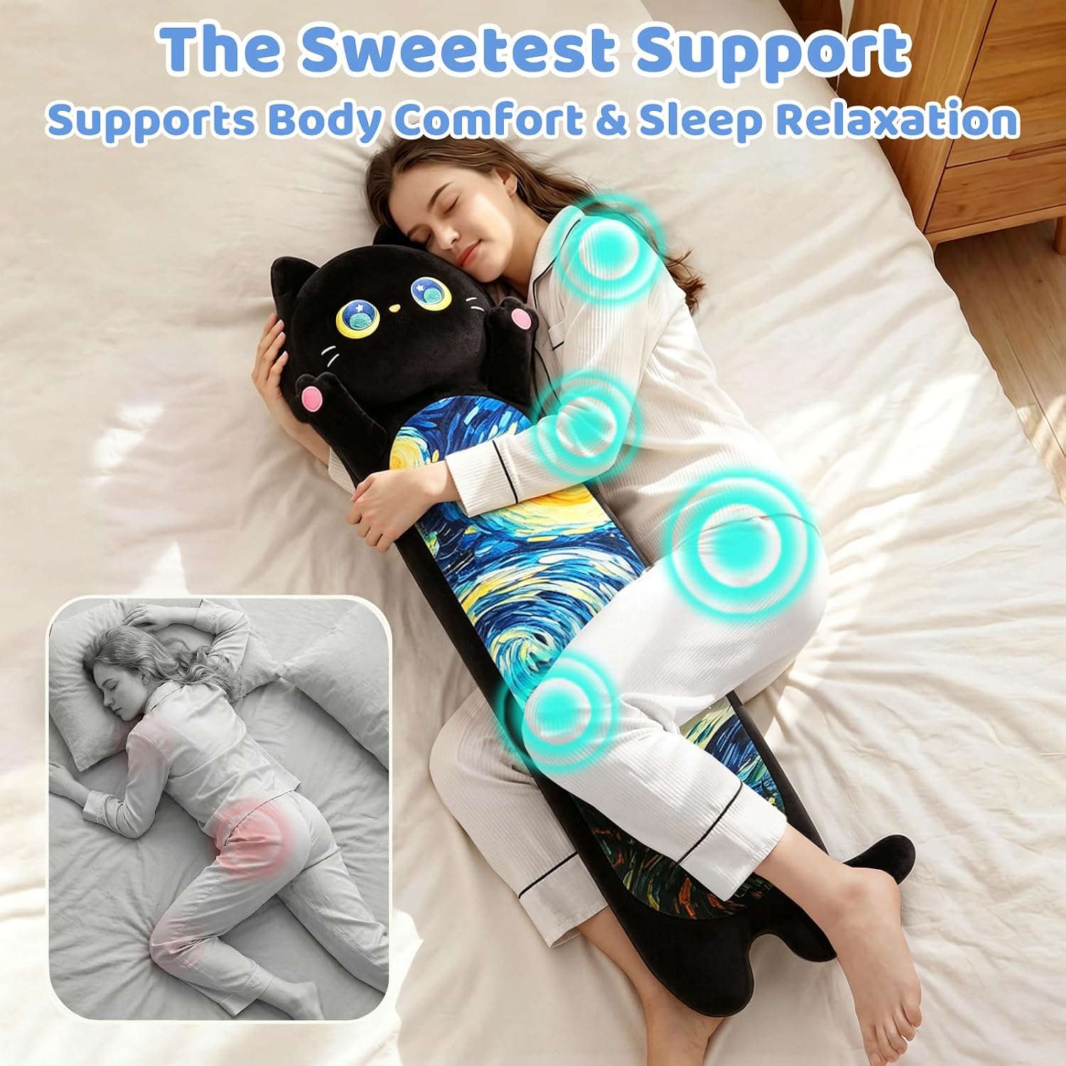 Detalle 2 de Mewaii Long Cat Plush: 5 Sizes for Cozy Hugs and Big, Soft Support