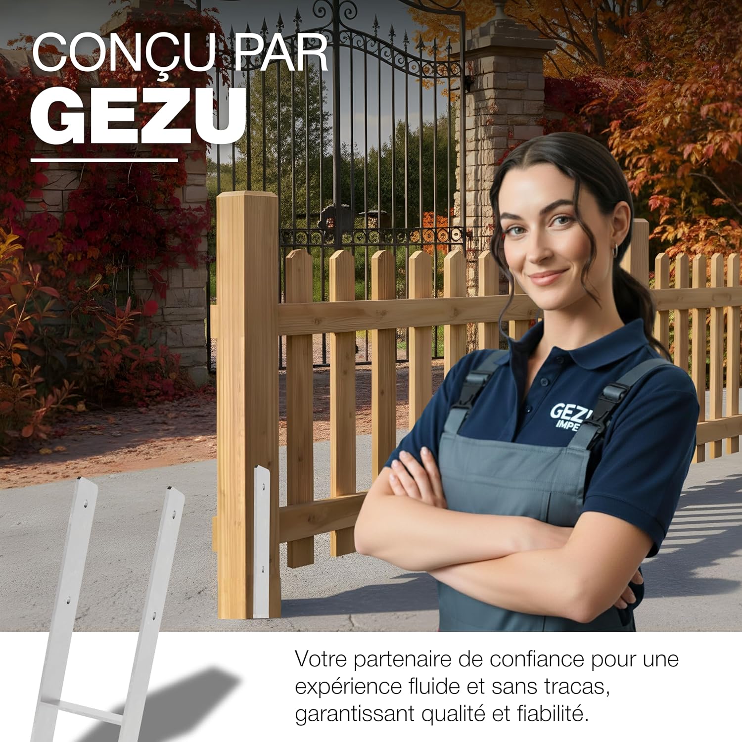 Thumbnail 6 de GeZu Impex Support de poteau en H galvanisé à chaud – Lot de 4, 91 x 400 mm