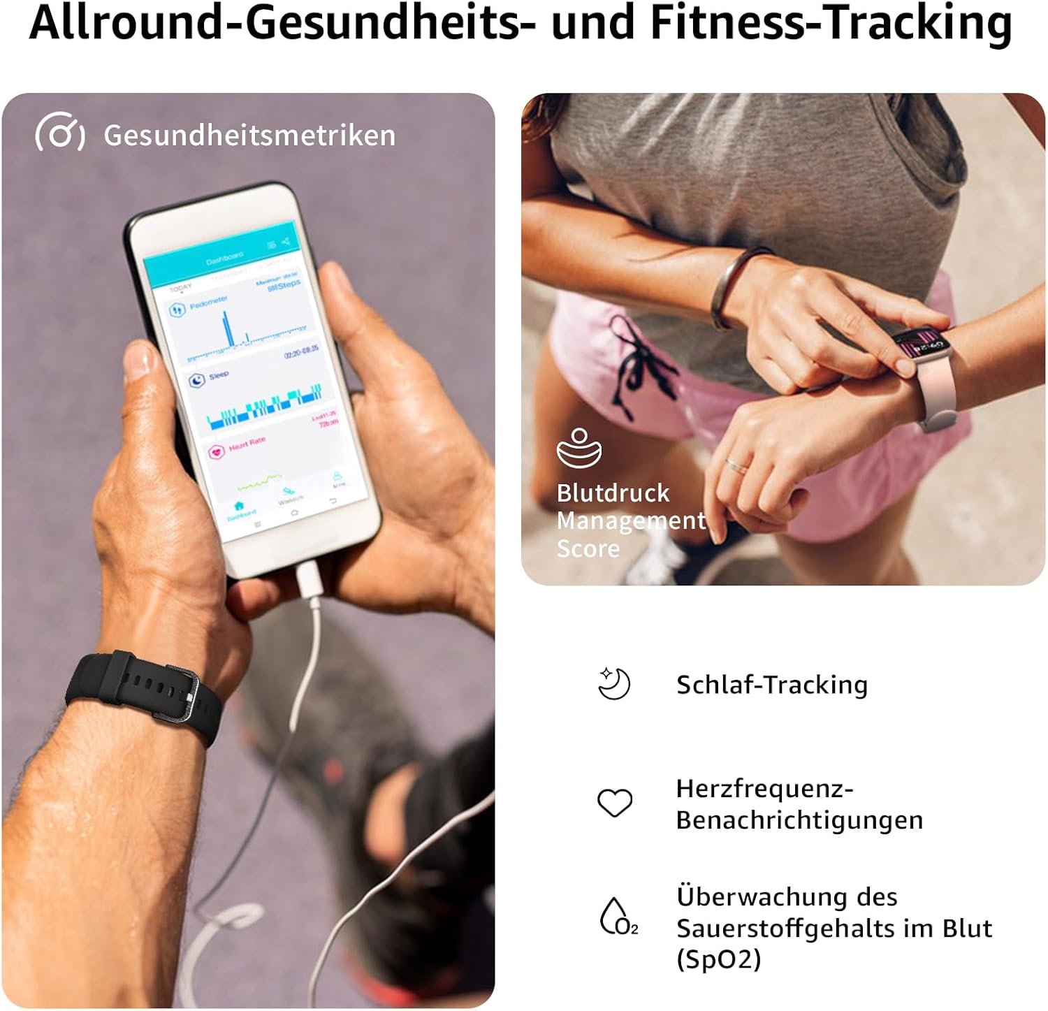 Thumbnail 3 de AcclaFit Smartwatch Damen & Herren – 1,85" HD Touch Fitnessuhr mit Telefonfunktion, IP68