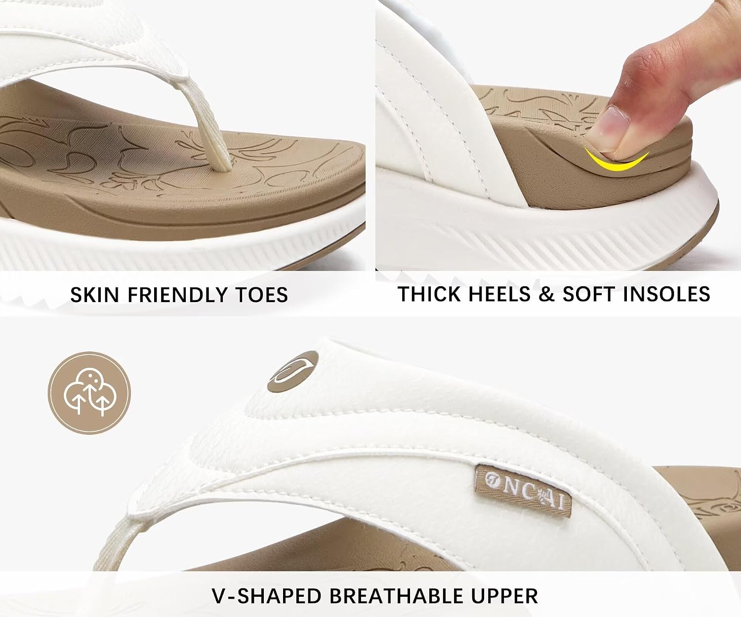 Detalle 2 de ONCAI Orthotic Cushion Flip Flops 1.2" Heel Cup