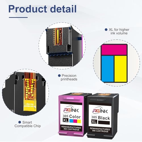 Thumbnail 3 de Cartuchos HP 305XL compatibles de RGiNK (Negro y Color) para HP DeskJet/Envy – rendimiento y fiabilidad sin perder cargo de tinta