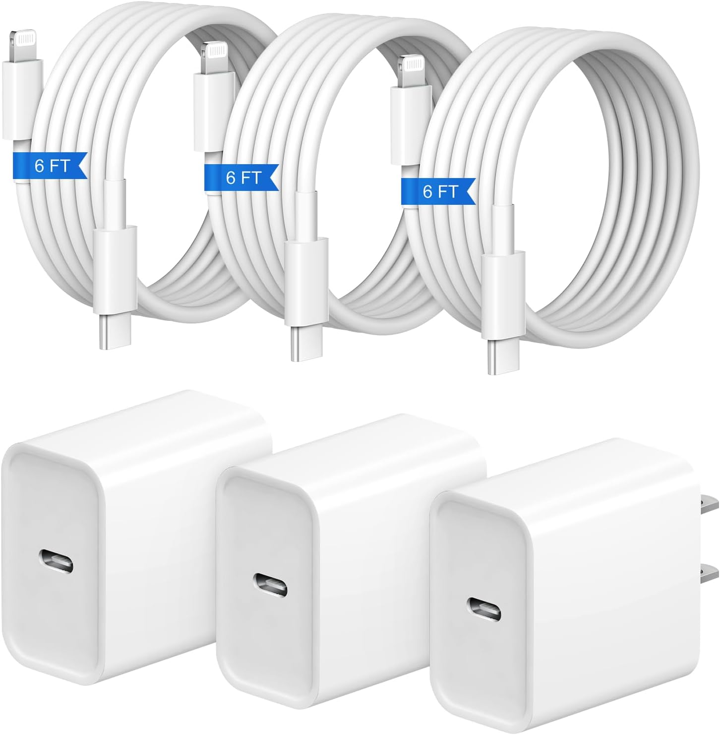 STAMISH iPhone Fast Charger 20W 3+3Pack