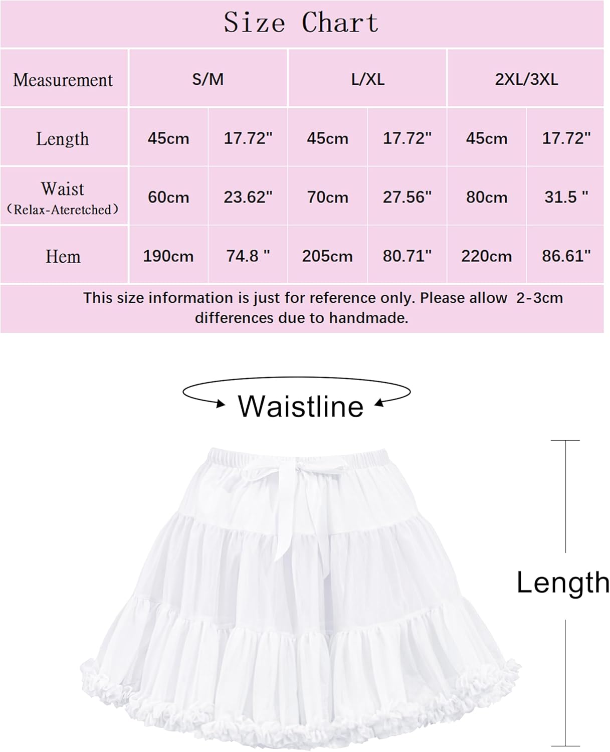 Detalle 2 de Wikoan Jupon sous robe années 50 A-line en tulle (polyester) pour look rockabilly, mariage et soirées