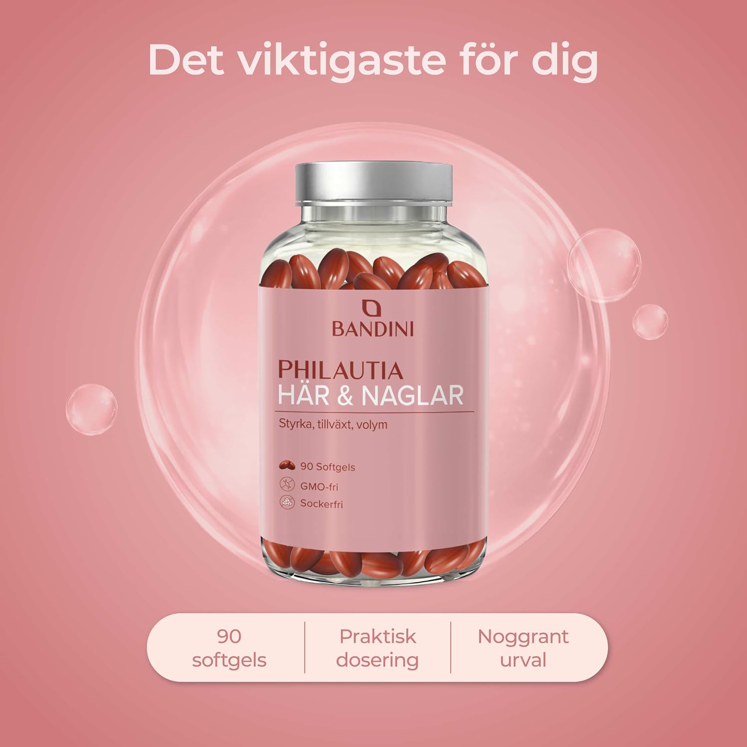 Detalle 2 de BANDINI Hair & Nails, 90 softgelkapslar med omega-3