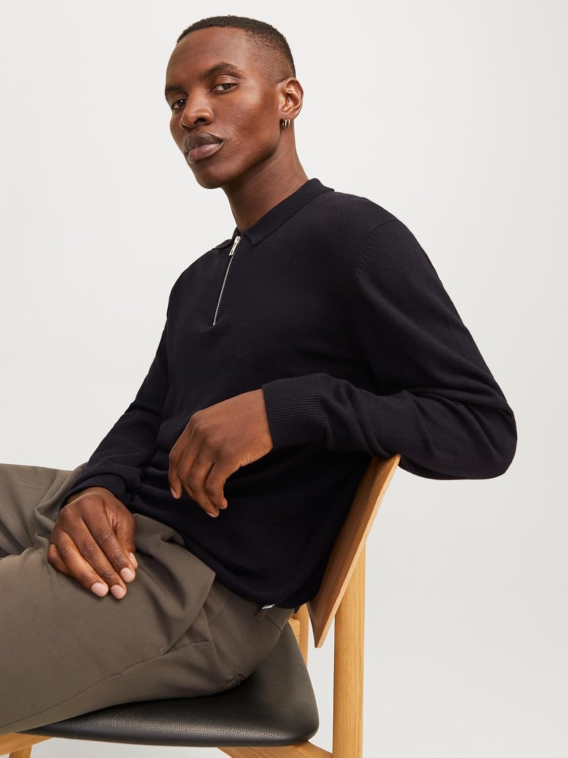 Detalle de Jack & Jones Jjeemil polo in maglia con mezza zip uomo