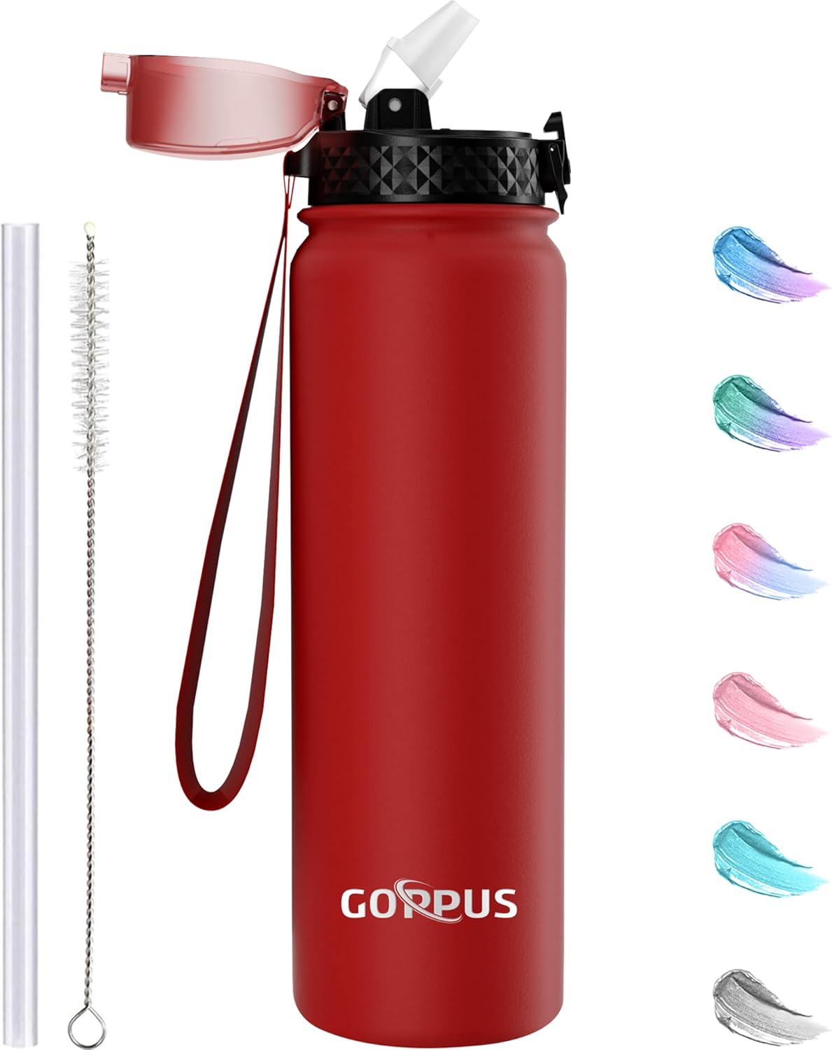Thumbnail 6 de GOPPUS 1L Stainless Steel Water Bottle with Straw – Double Wall, Leakproof, BPA Free