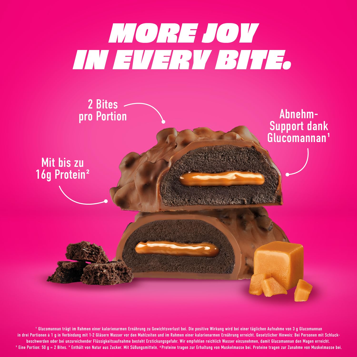Thumbnail 3 de MORE Protein Satisbites 12er Box – Dark Chocolate Caramel Brownie, 12 x 50 g (2 Bites à 25 g) mit bis zu 16 g Protein pro Portion
