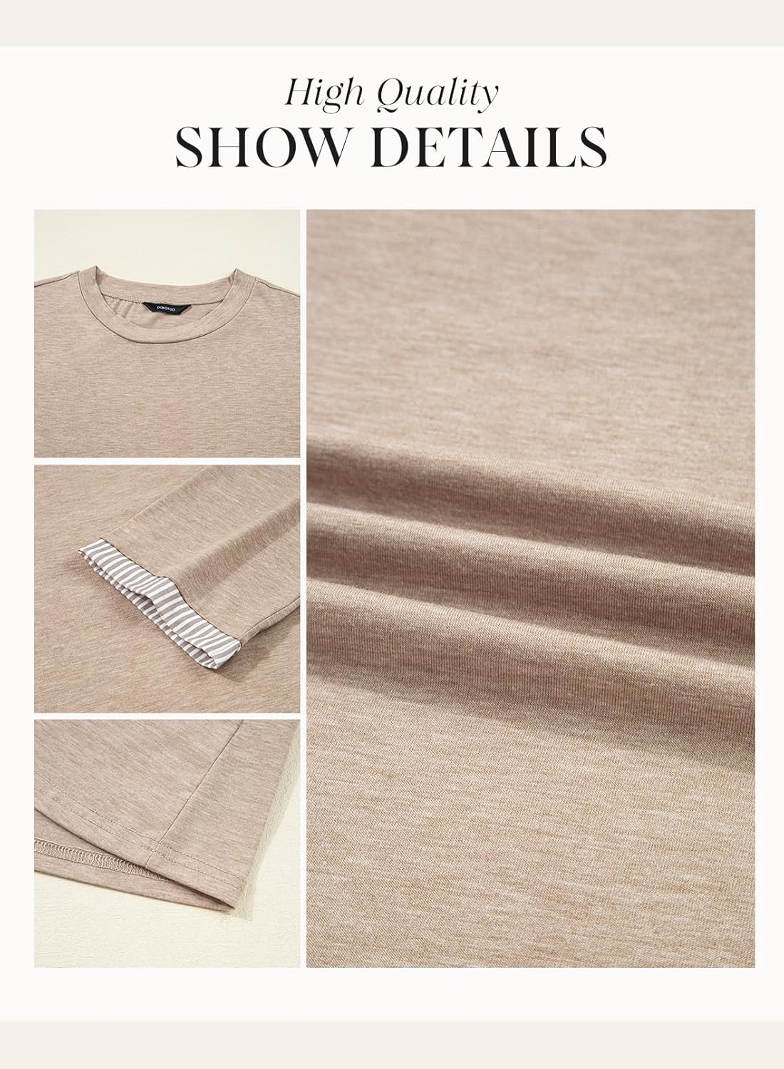 Thumbnail 4 de Dokotoo Damen T-Shirt mit 3/4-Ärmeln, Rundhals & entspannter Passform (S–XXL)