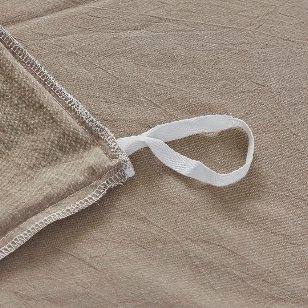 Detalle 2 de FACE TWO FACE Queen Washed Cotton Duvet Cover Set, Khaki, Linen-Like Texture