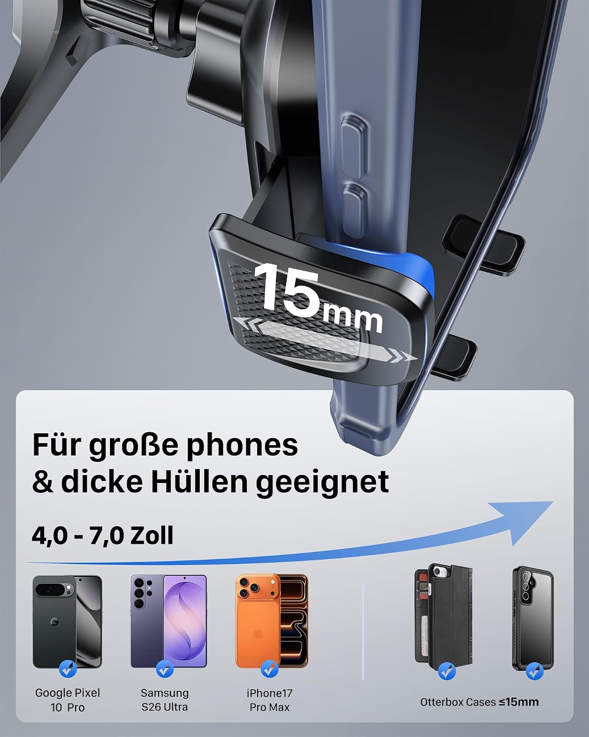 Thumbnail 3 de YOSH 2.0 Upgrade Auto-Handyhalterung für runde Lüftung – kompatibel mit Audi, Mini Cooper, Mercedes-Benz und großen Smartphones