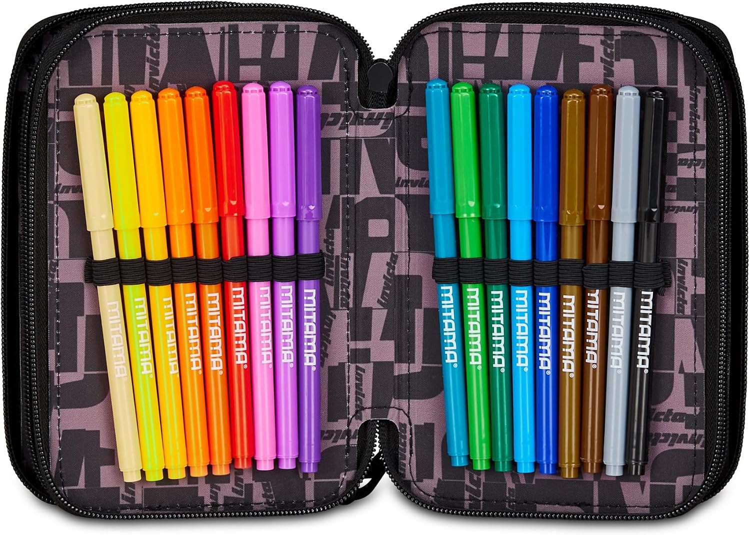 Detalle de Invicta Astuccio Scuola 3 Zip Fantasy blu con portapenne triplo scomparto completo