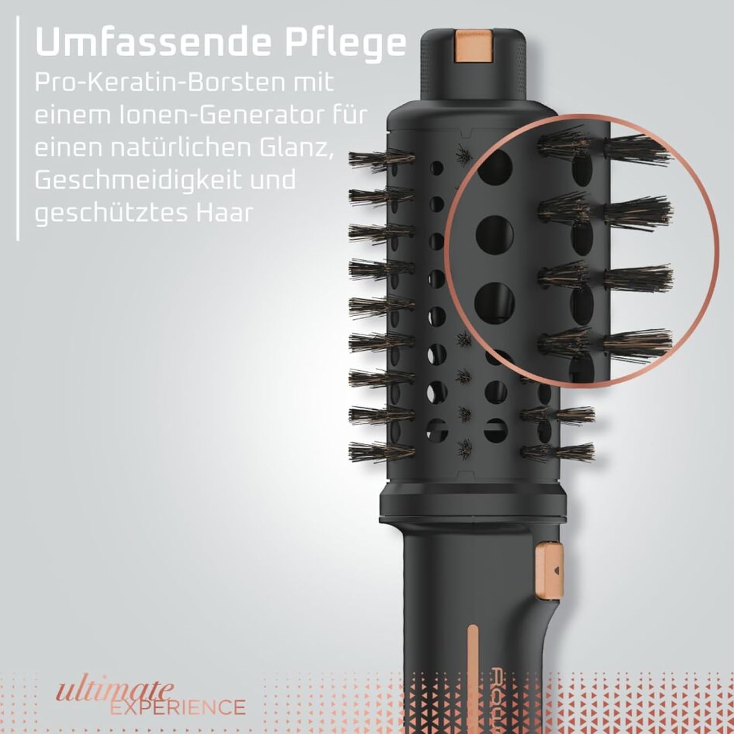 Detalle de Rowenta Ultimate Experience 2-in-1 Rotierende Warmluftbürste CF9620F0 – Kompakt, vielseitig und schonend