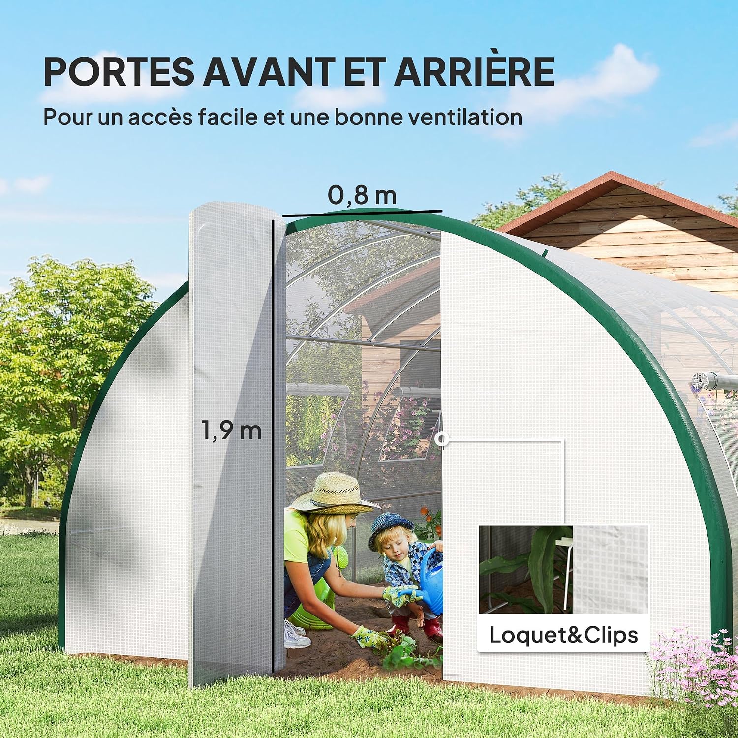 Detalle 1 de Outsunny 84H-033V00WT tunnelserre 600 x 300 x 200 cm met PE-zeil van 140 g/m²